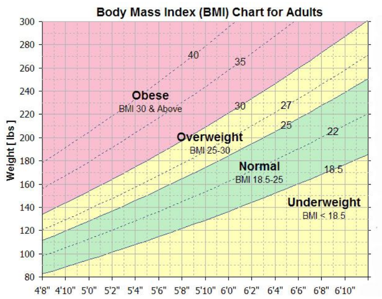 nhs weight chart